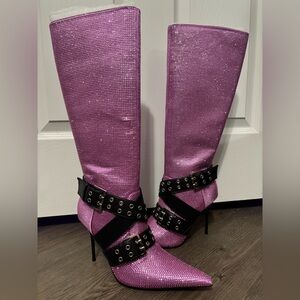 NWOB Dolls Kill / Generation Kiss Pink Bling Boulevard Knee High Boots